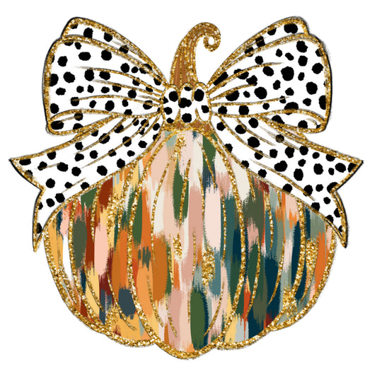 Painted Bow Pumpkin DTF Print