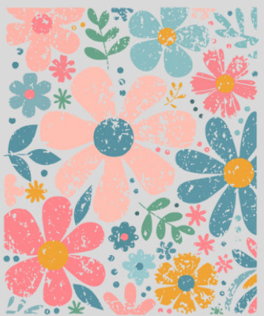 Square Flowers DTF Print