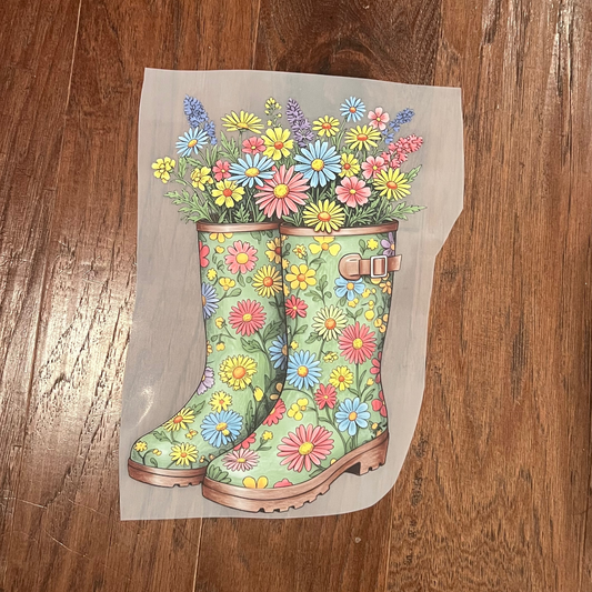 Floral Rainboots DTF Print