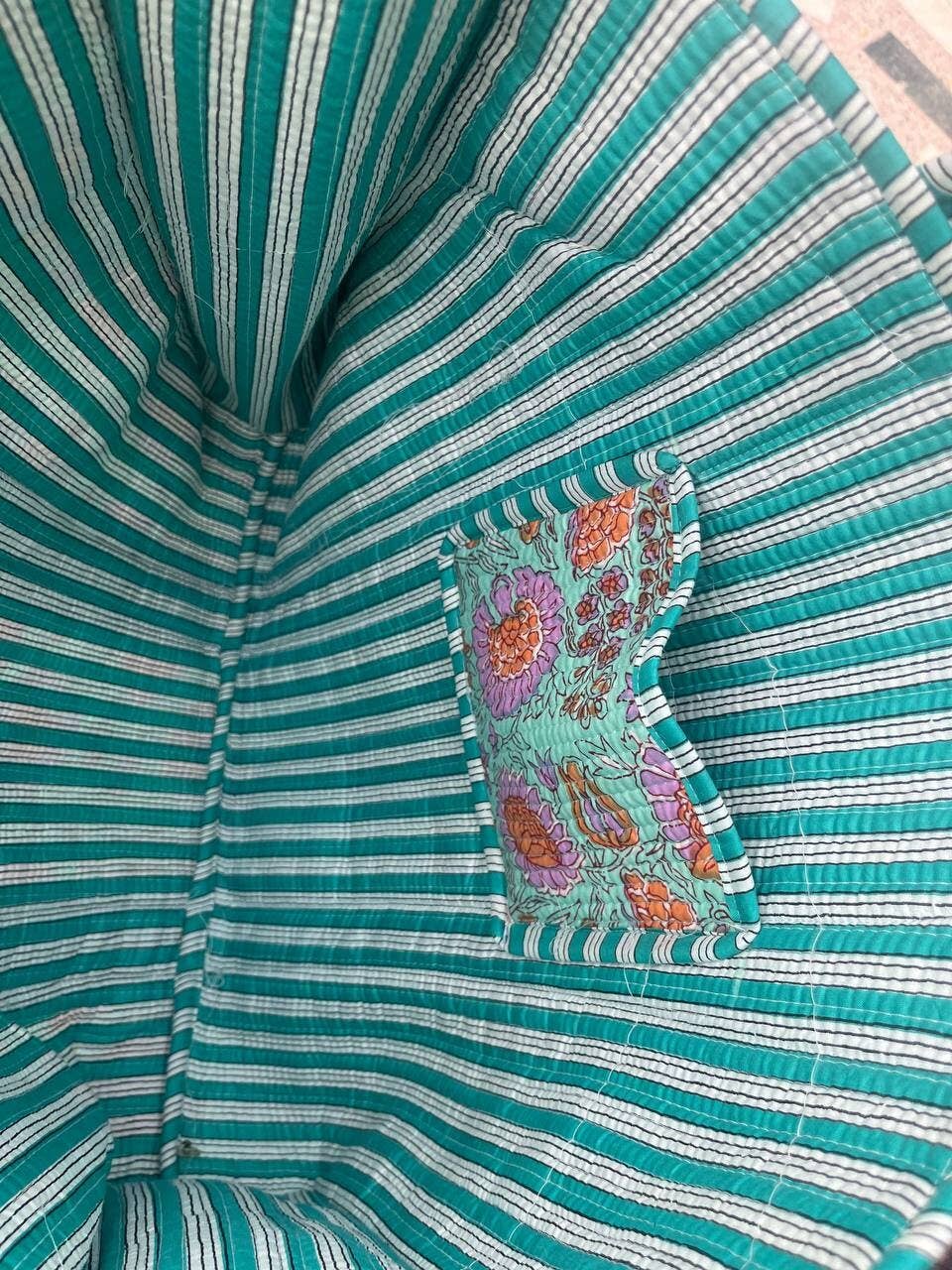 Pure Cotton Hand Block Print Kantha Tote Shopping Bag