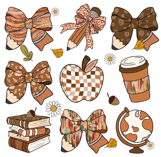 Fall Teacher Grid DTF Print
