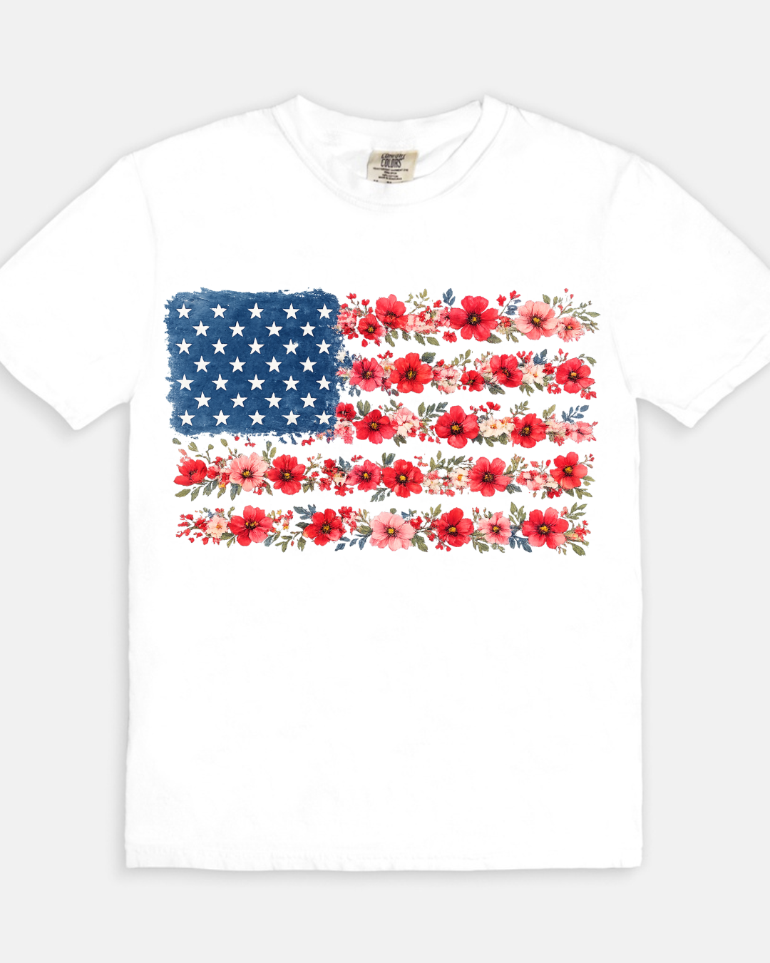 Floral Flag Tee- white