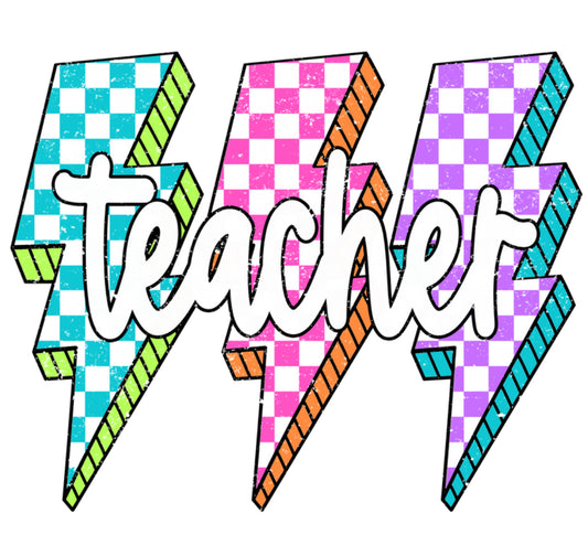 Teacher Lightning Bolts DTF Print