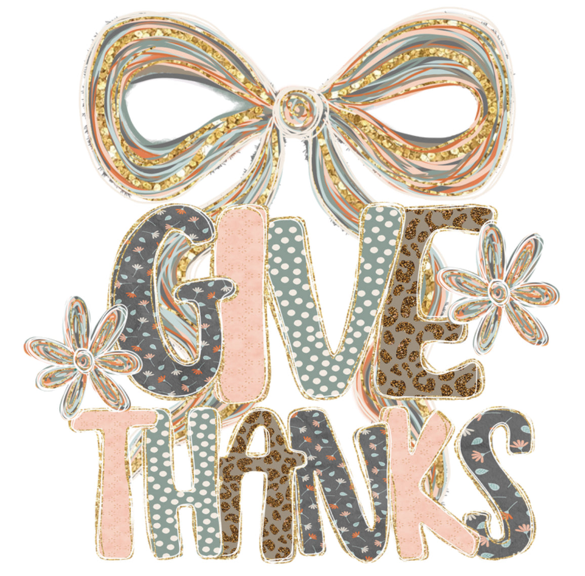 Tan Give Thanks DTF Print