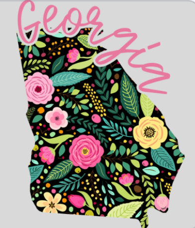 Black Background Floral Georgia DTF Print