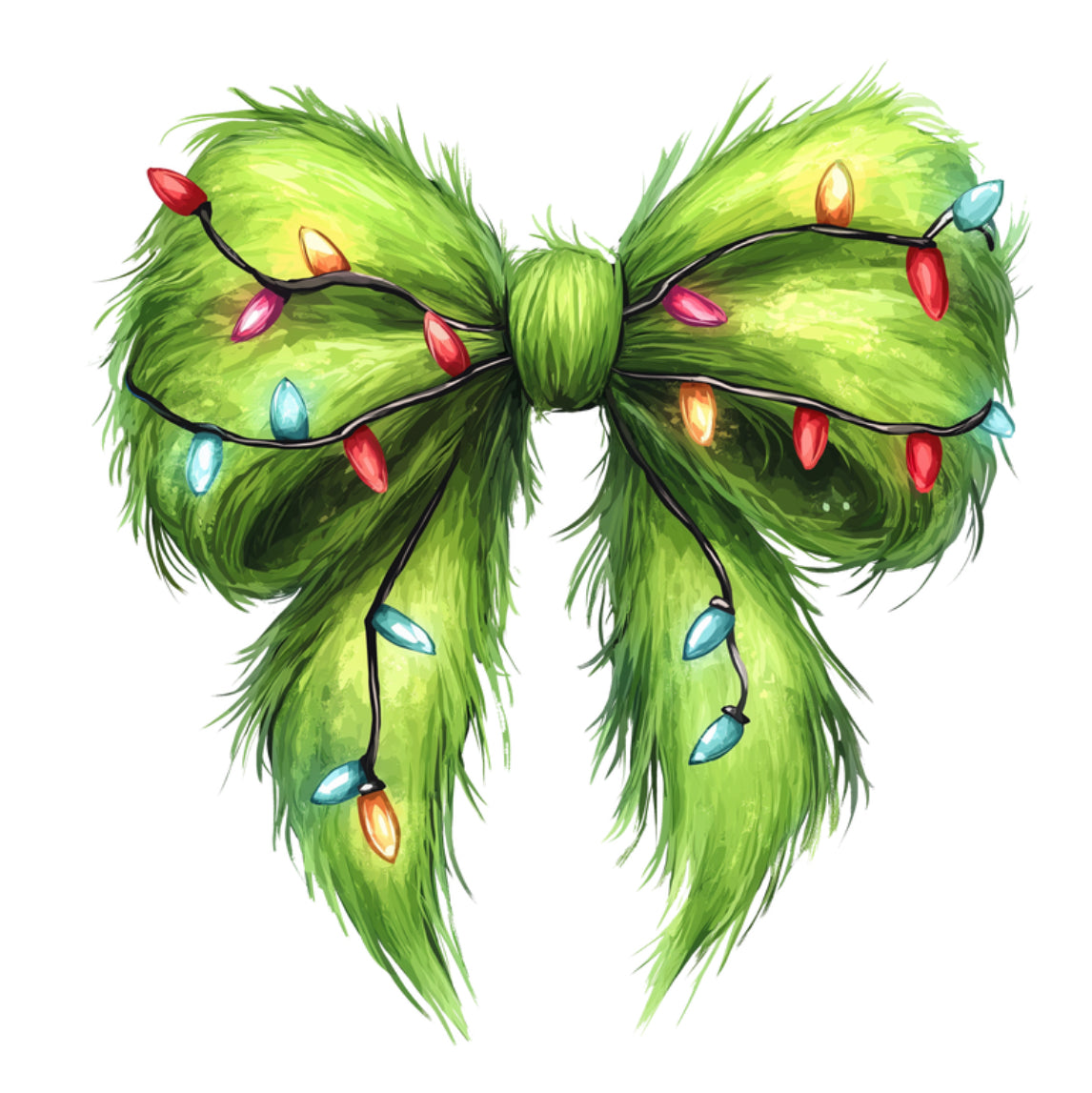 Green Fur Bow DTF Print