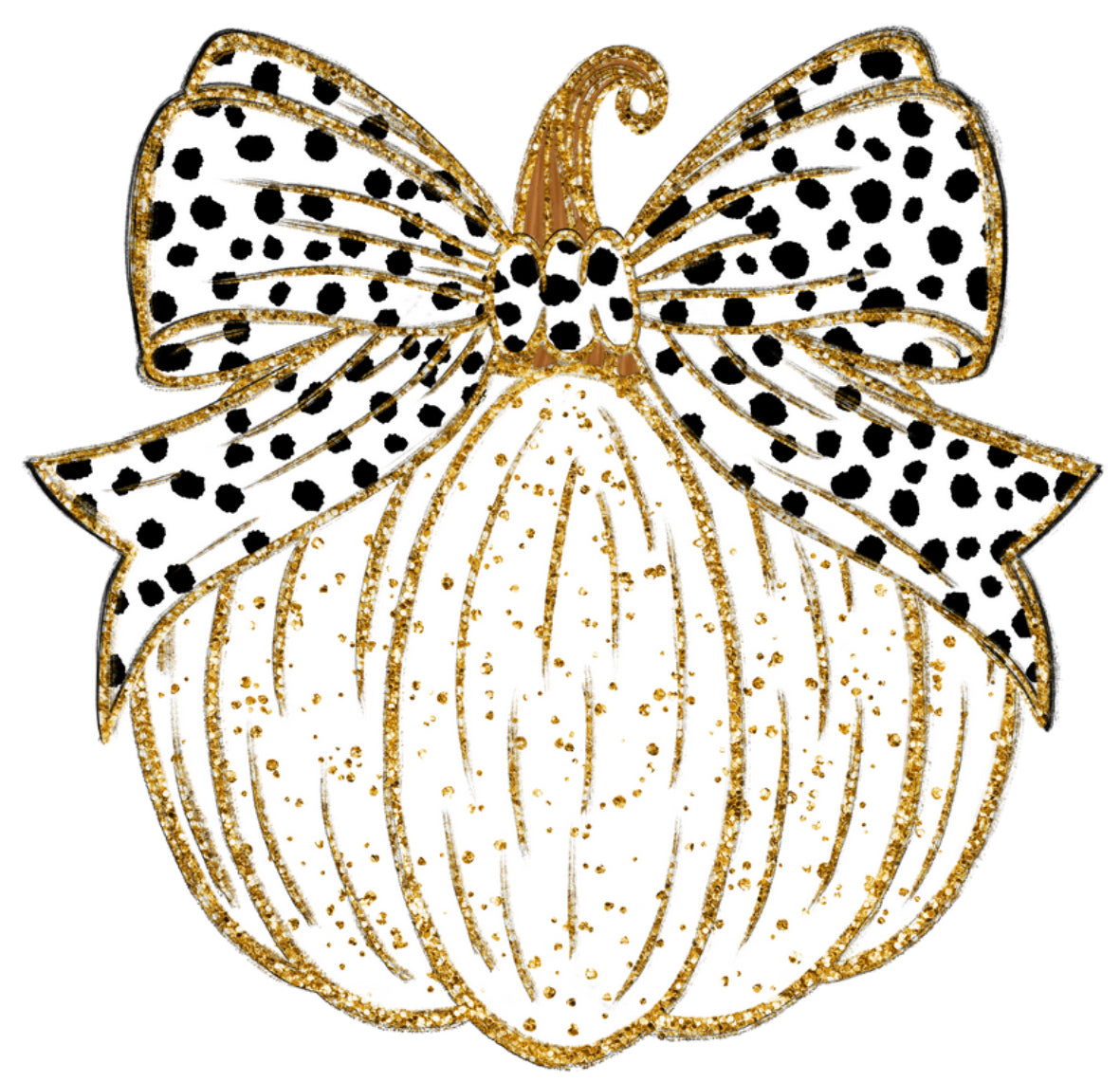 Gold Glitter Pumpkin Bow DTF Print