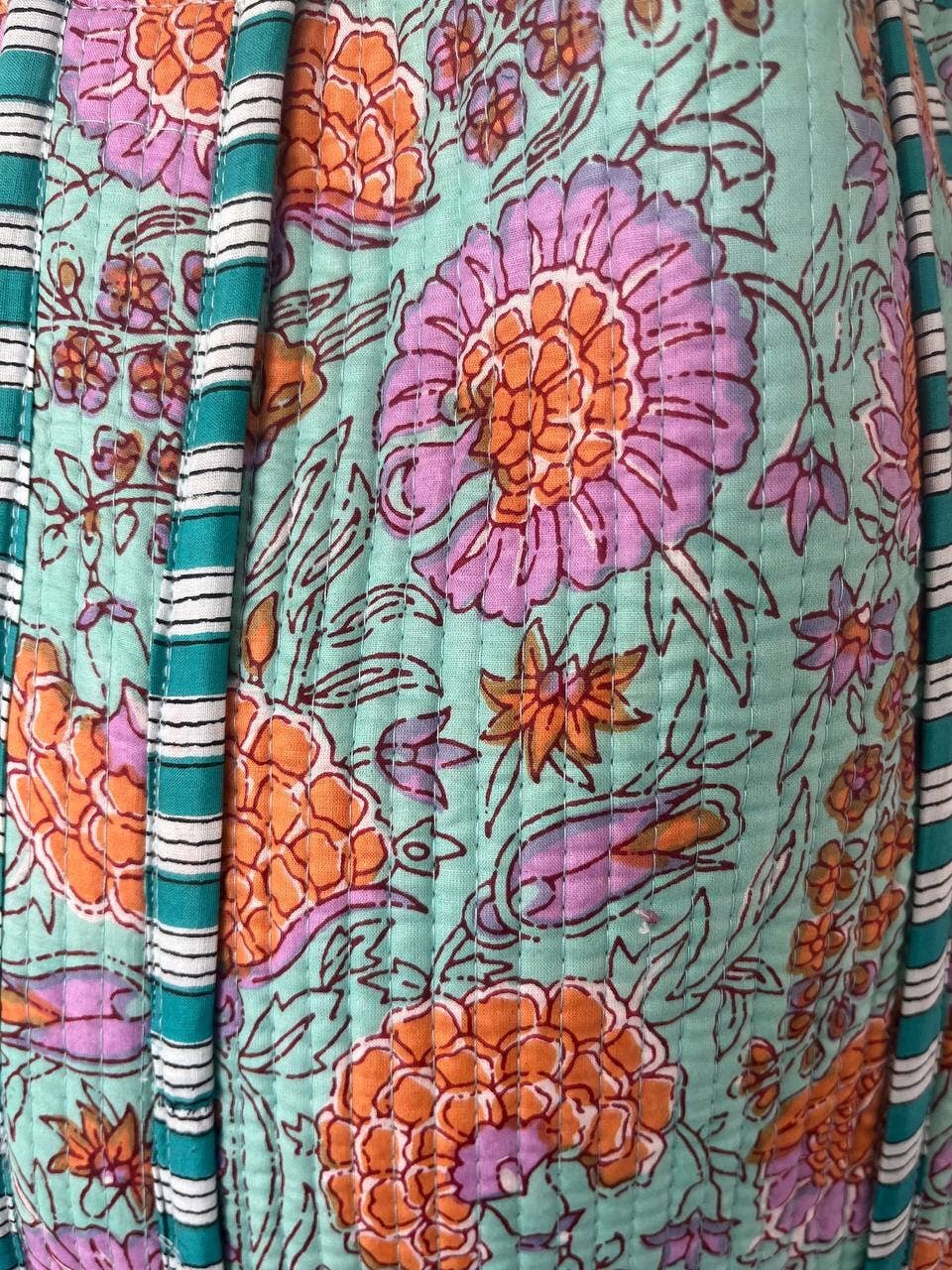 Pure Cotton Hand Block Print Kantha Tote Shopping Bag