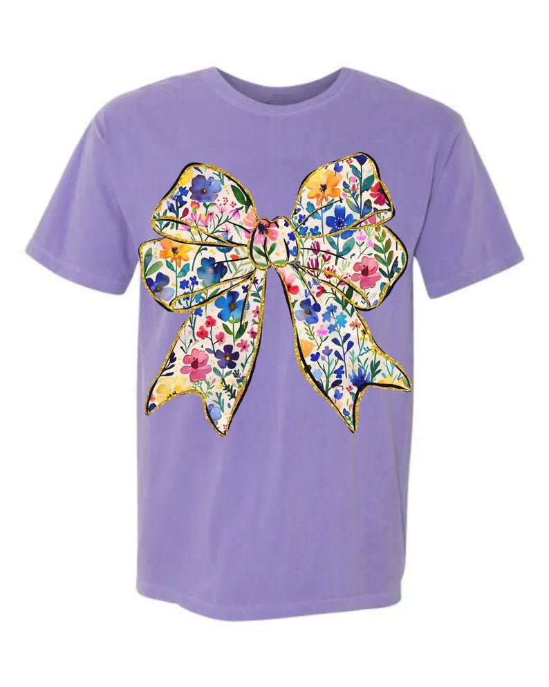 Flower Bow Tee - Violet