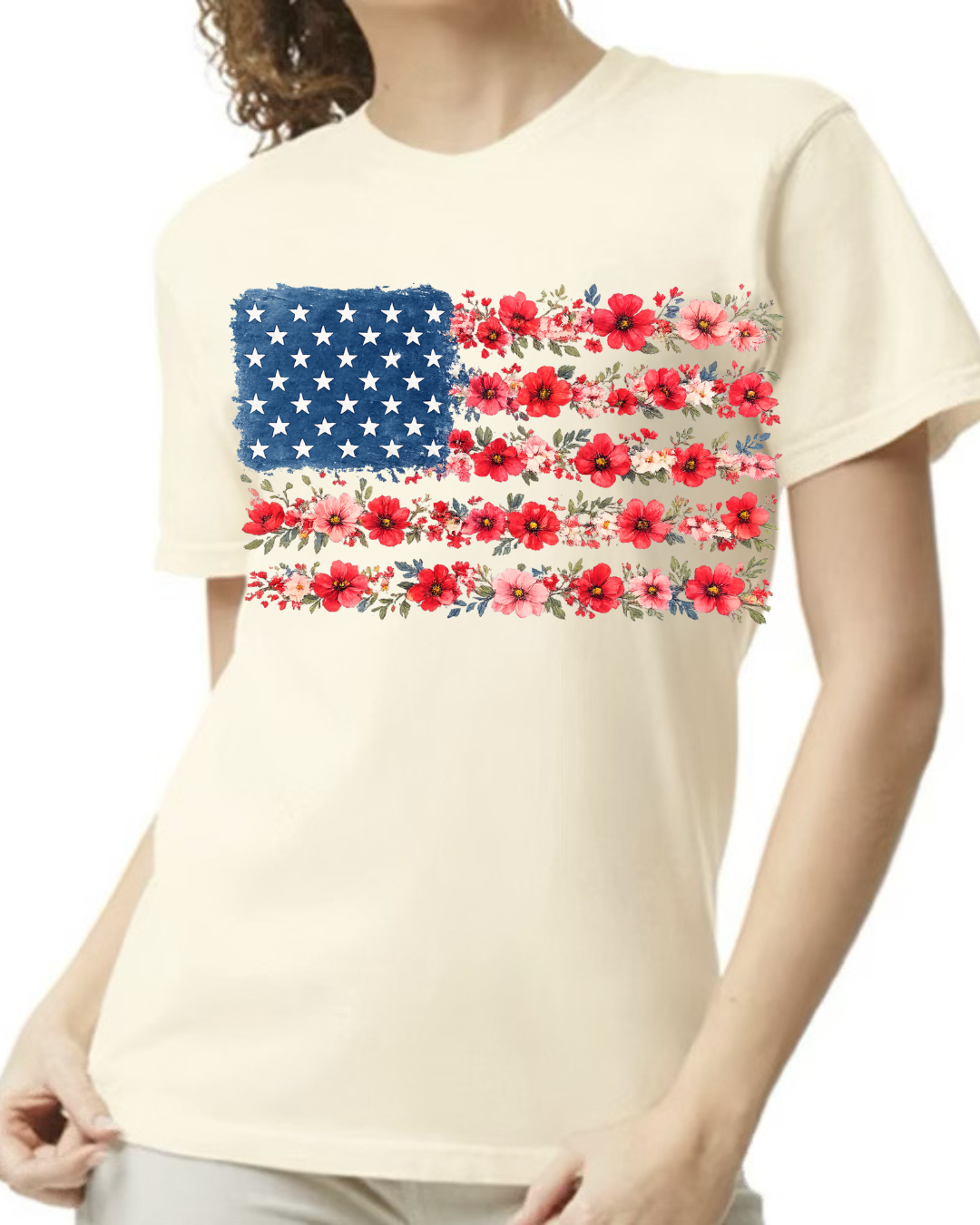 Floral Flag Tee-ivory