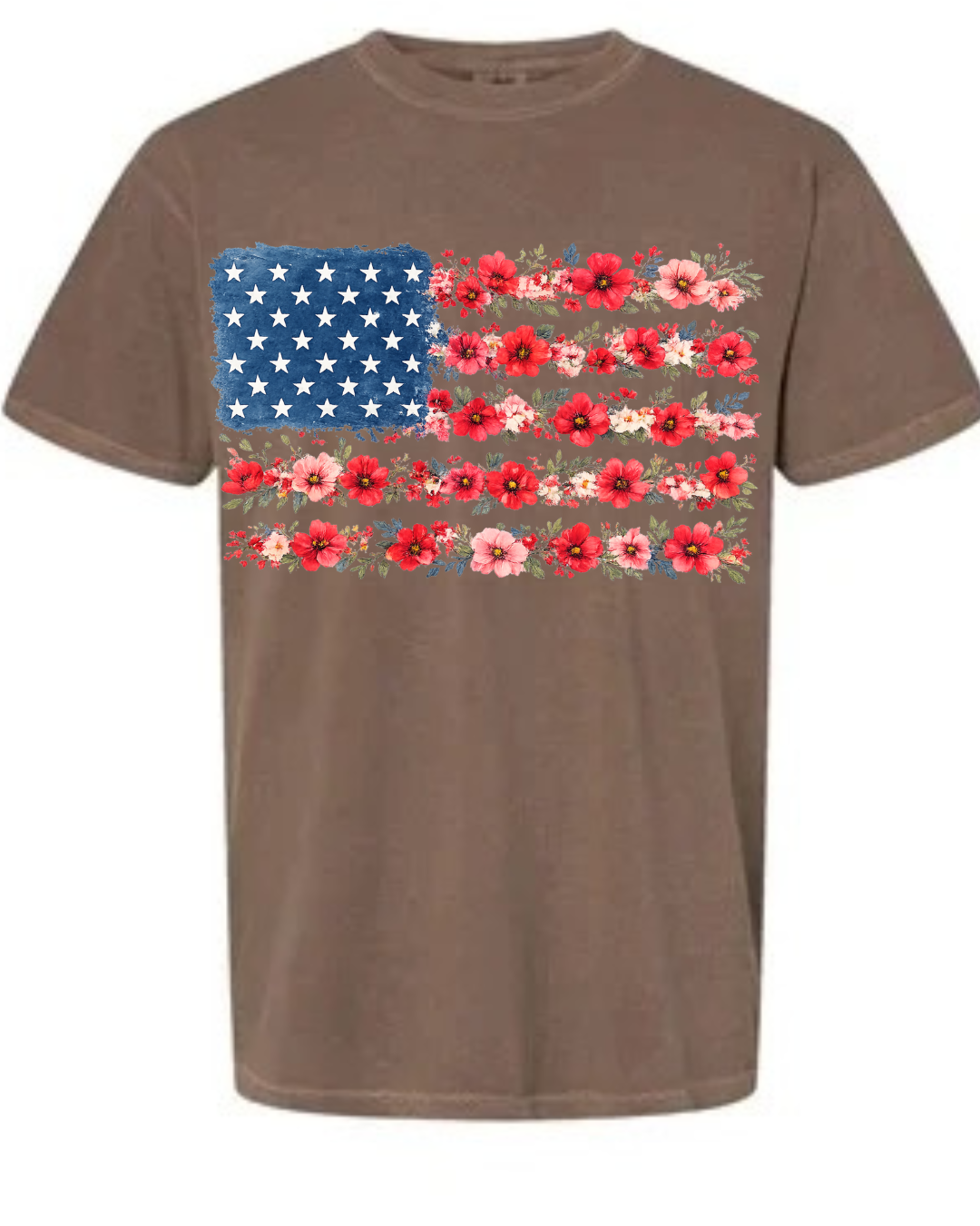 Floral Flag Tee- espresso