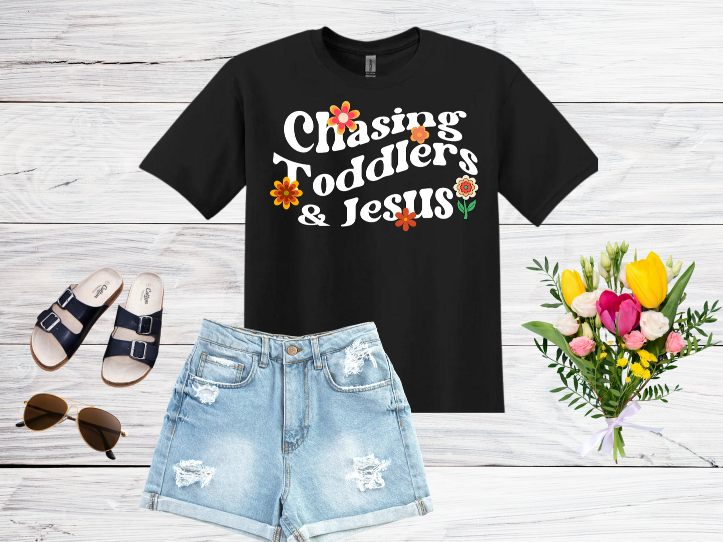 Chasing Toddlers and Jesus T-Shirt