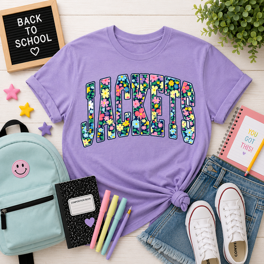 Floral Jackets Tee - violet