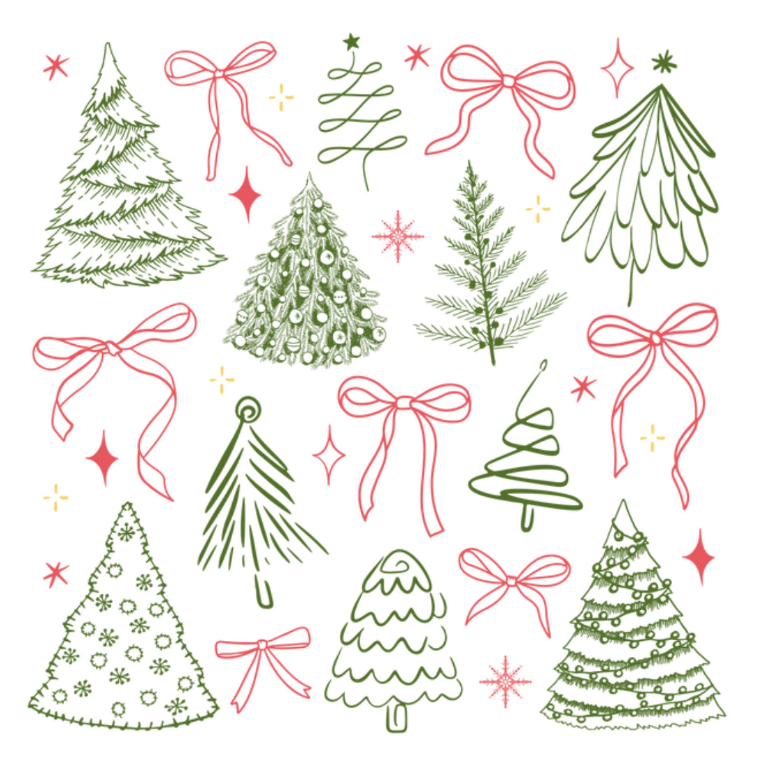 Christmas Trees and Bows DTF Print