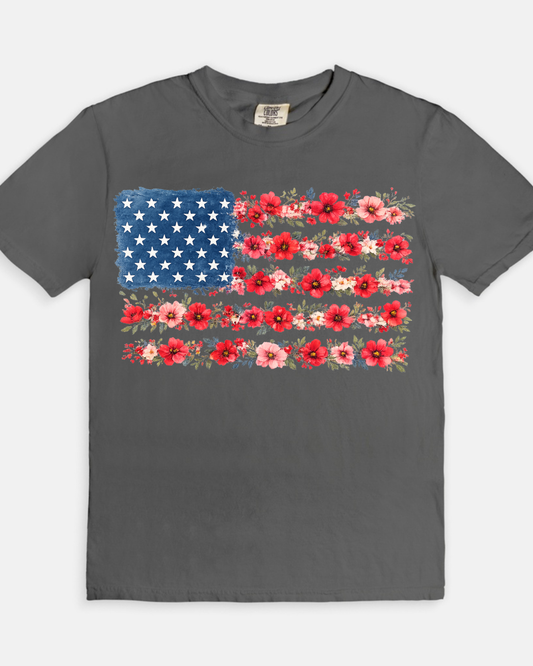 Floral Flag Tee- pepper