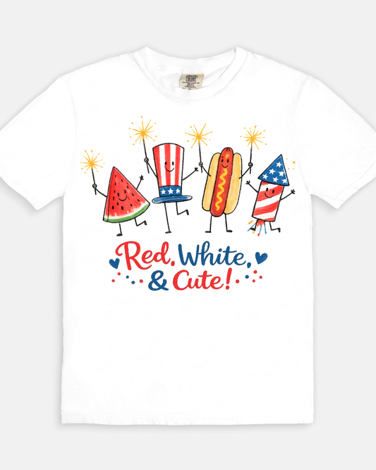 Red, White, and Cute Tee - white