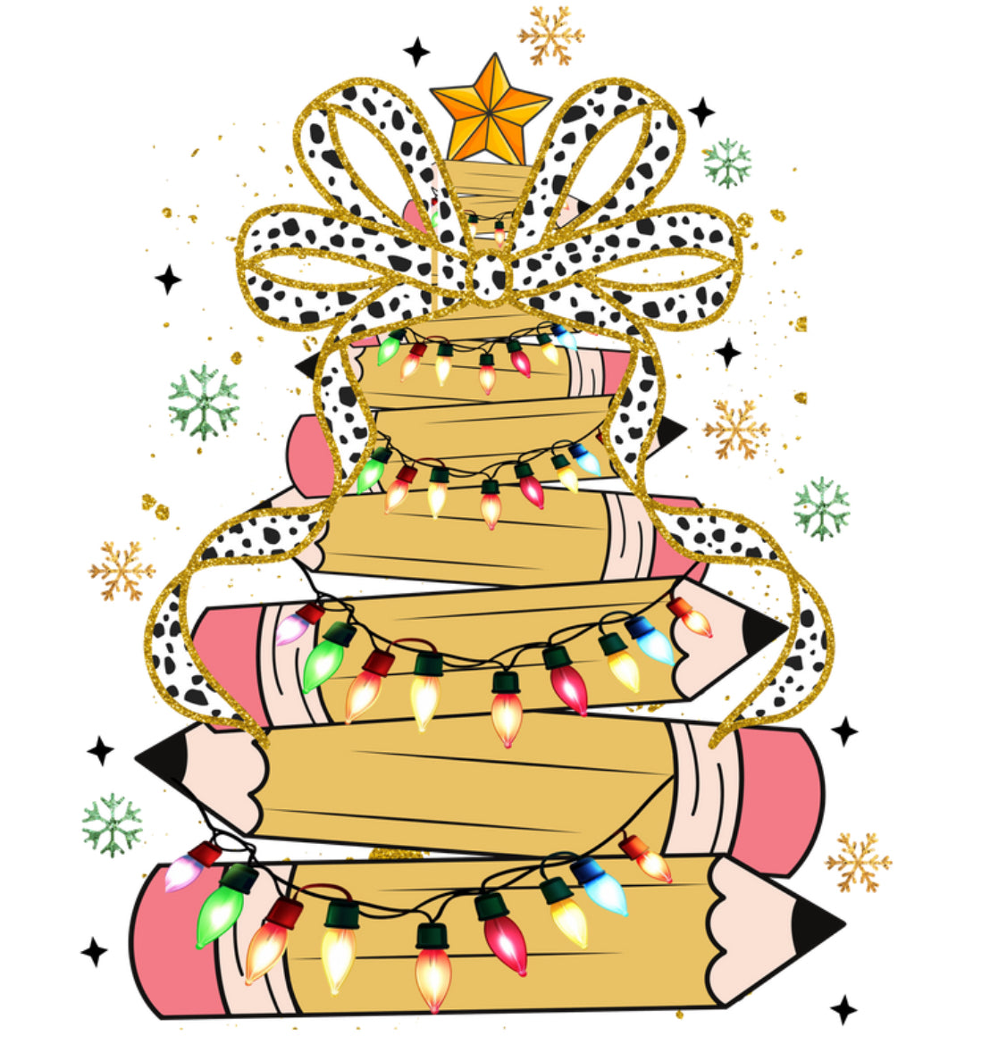 Pencil Christmas Tree DTF Print