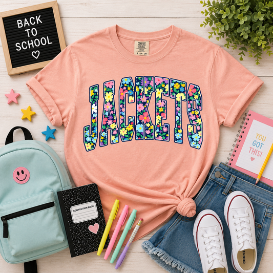 Floral Jackets Tee - peachy