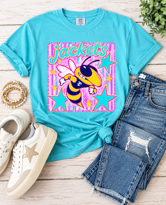 Neon Jackets Tee - sapphire blue