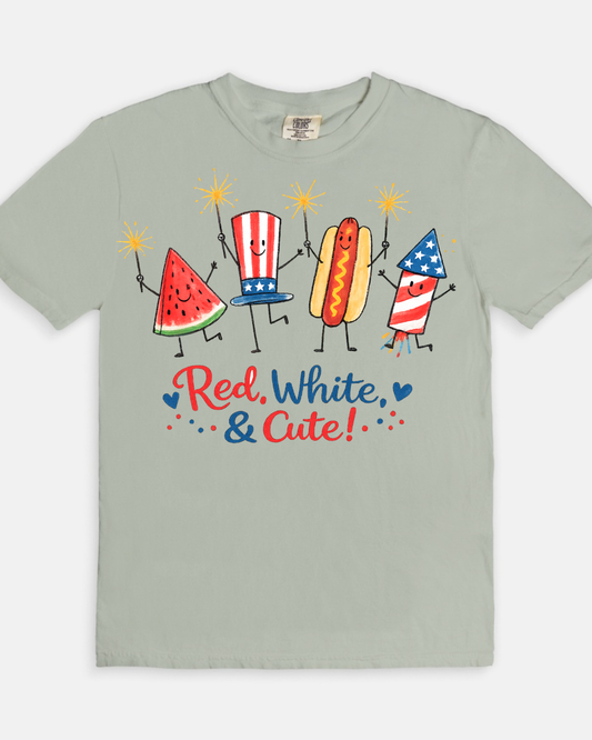 Red, White, and Cute Tee - gray