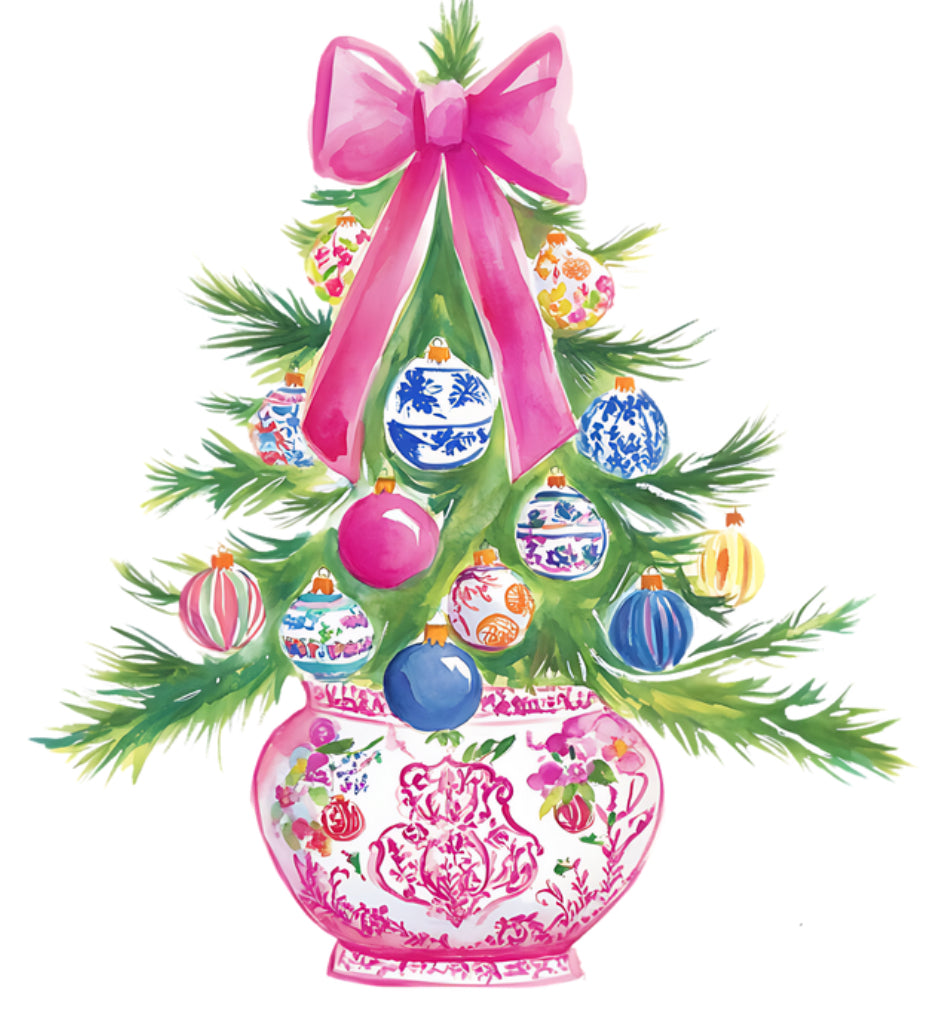 Vase Christmas Tree DTF Print