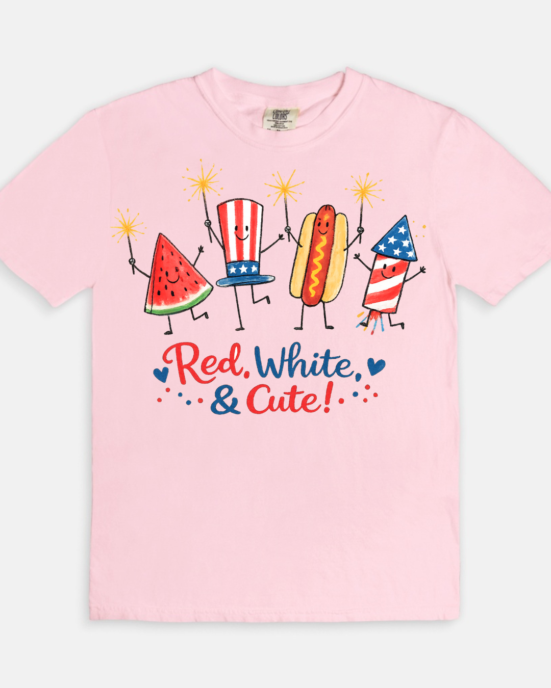 Red, White, and Cute Tee - blossom
