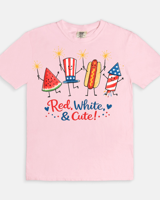 Red, White, and Cute Tee - blossom