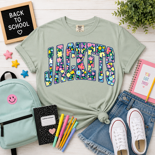 Floral Jackets Tee - gray