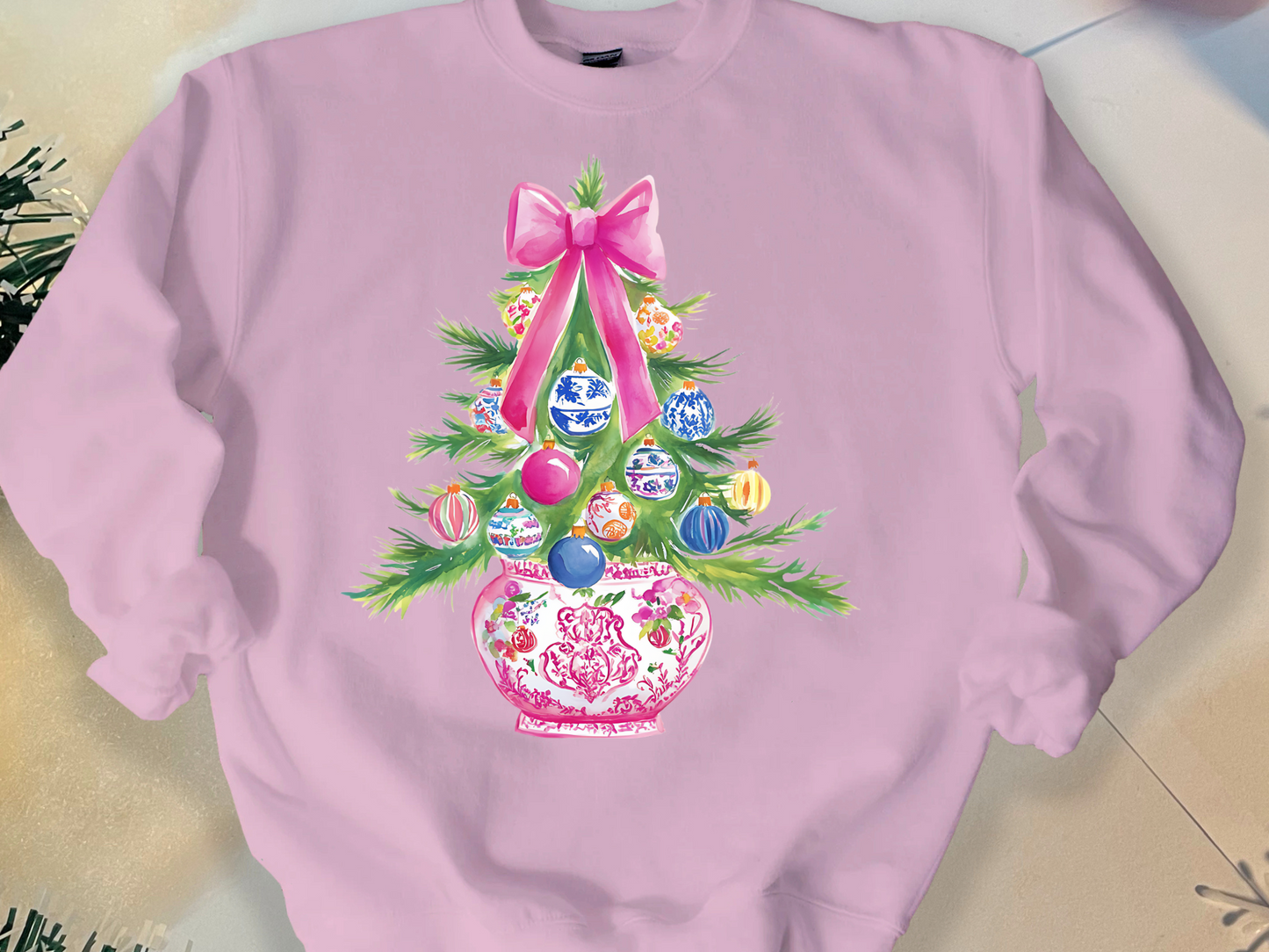 Pink Bow Christmas Tree Shirt
