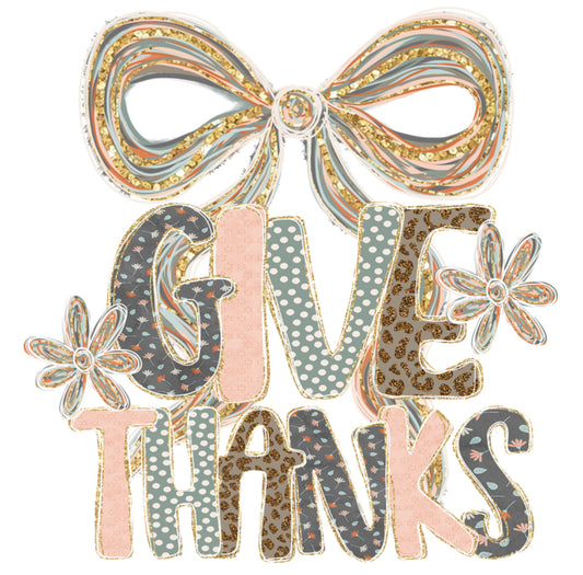 Tan Give Thanks DTF Print
