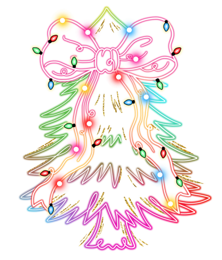Neon Christmas Tree DTF Print
