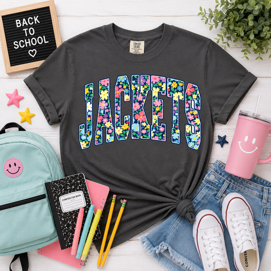Floral Jackets Tee - pepper
