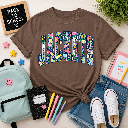 Floral Jackets Tee - espresso