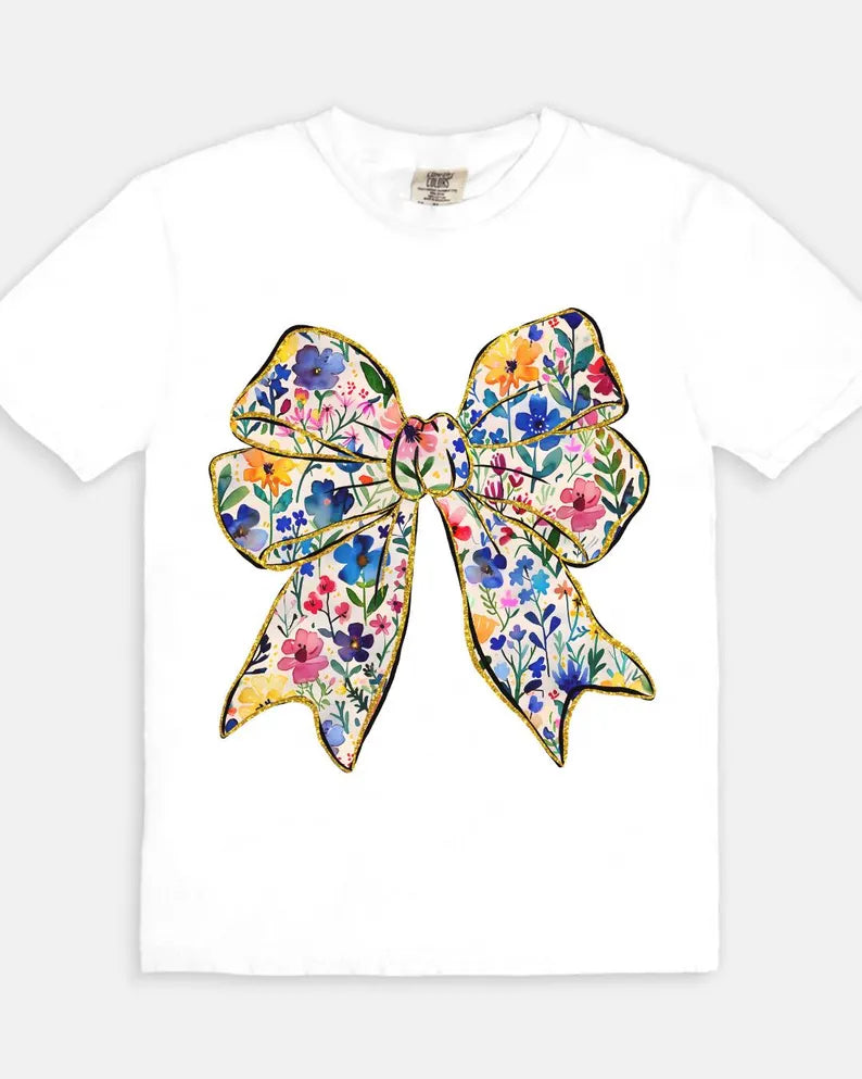 Flower Bow Tee - white