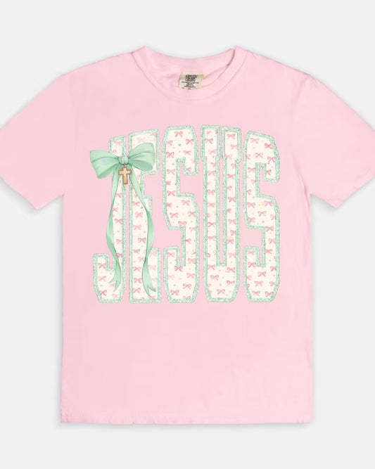 Jesus and Bows Tee - Blossom