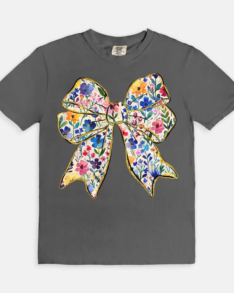 Flower Bow Tee - pepper