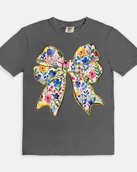 Flower Bow Tee - pepper