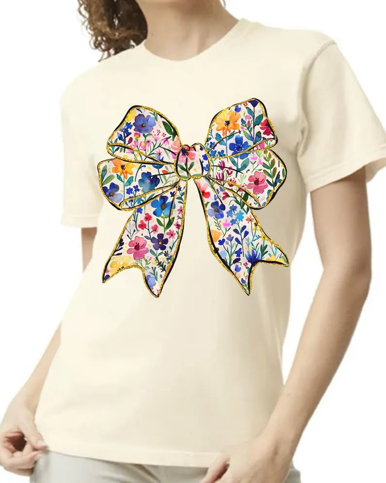 Flower Bow Tee - Ivory